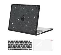 MOSISO Compatible avec MacBook Air 13 Pouces M5 A3449 M4 A3240 M3 A3113 M2 A2681 2026-2022, Anti-Cassure Glitter TPU Coque Rigide avec MacBook Air 13,6 Pouces Housses Clavier&Film D'écran,Noir