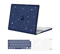 MOSISO Compatible avec MacBook Air 13 Pouces M5 A3449 M4 A3240 M3 A3113 M2 A2681 2026-2022, Anti-Cassure Glitter TPU Coque Rigide avec MacBook Air 13,6 Pouces Housses Clavier&Film D'écran,Bleu Marin