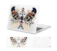 MOSISO Compatible avec MacBook Air 13 Pouces M5 M4 M3 M2 2026-2022 A3449 A3240 A3113 A2681, Plastic Coque Rigide&Clavier Skin&Protecteur D'écran pour MacBook Air 13,6 Pouces,Peinture Visage Papillon