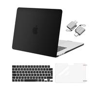 MOSISO Compatible avec MacBook Air 15 Pouces 2025-2023 M4 M3 M2 A3241 A3114 A2941 Liquid Retina,Étui Rigide Plastique&Protection Clavier&Protecteur D'écran&Adaptateur Type C 2 Pack,Noir