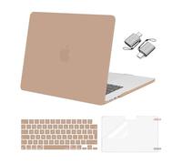 MOSISO Compatible avec MacBook Air 15 Pouces 2025-2023 M4 M3 M2 A3241 A3114 A2941 Liquid Retina,Étui Rigide Plastique&Protection Clavier&Protecteur D'écran&Adaptateur Type C 2 Pack,Brun Bronze