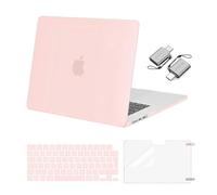 MOSISO Compatible avec MacBook Air 15 Pouces 2025-2023 M4 M3 M2 A3241 A3114 A2941 Liquid Retina,Étui Rigide Plastique&Protection Clavier&Protecteur D'écran&Adaptateur Type C 2 Pack,Rose Craie