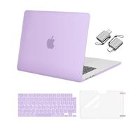 MOSISO Compatible avec MacBook Air 15 Pouces 2025-2023 M4 M3 M2 A3241 A3114 A2941 Liquid Retina,Étui Rigide Plastique&Protection Clavier&Protecteur D'écran&Adaptateur Type C 2 Pack,Violet