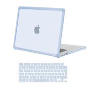 MOSISO Compatible avec MacBook Air 15 Pouces M4 A3241 M3 A3114 M2 A2941 2025 2024 2023,Anti-Crackage&Anti-Doigt Usage Intensif Étui Rigide Plastique avec Pare-Chocs TPU&Housse Clavier,Bébé Bleu
