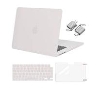 MOSISO Compatible avec MacBook Air 15 Pouces M5 M4 M3 M2 2026-2023 A3448 A3241 A3114 A2941 Liquid Retina,Étui Rigide Plastique&Protection Clavier&Protecteur D'écran&Type C 2 Pack,Gris Roche