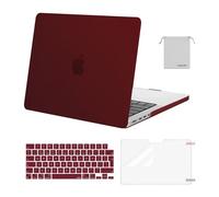 MOSISO Compatible avec MacBook Pro 14 M4 M3 M2 M1 A3112 A3185 A3401 A2918 A2992 A2779 A2442 Pro/Max 2025-2021, Coque Rigide&Protection Clavier&Protecteur D'écran&Sac Rangement,Marsala Rouge