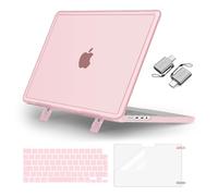 MOSISO Compatible avec MacBook Pro 14 Pouces 2024-2021 M4 M3 M2 M1 A3112 A3185 A3401 A2918 A2992 A2779 A2442,Coque Rigide Ultra-Résistante Stand Pliable&Housse Clavier&Film Écran&Type C,Rose