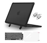 MOSISO Compatible avec MacBook Pro 14 Pouces M5 M4 M3 M2 M1 A3426 A3427 A3434 A3112 A3185 A3401 A2918 A2992 A2779 A2442,Coque Ultra-Résistante Stand Pliable&Clavier&Film D'écran&Type C,Noir