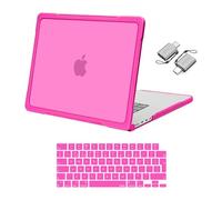 MOSISO Compatible avec MacBook Pro 16 2025 2024-2021 M4 M3 M2 M1 A3403 A3186 A2991 A2780 A2485,Coque Rigide TPU Souple Anti-Rayures & Anti-Doigt Case & Peau Clavier & Adaptateur Type C,Rose Rouge