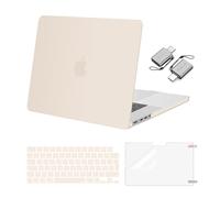 MOSISO Compatible avec MacBook Pro 16 Pouces M4 M3 M2 M1 2025-2021 A3403 A3186 A2991 A2780 A2485 Pro Max,Coques Protection Plastique,Protection Clavier,Film D'écran&Type C 2 Pack,Beige