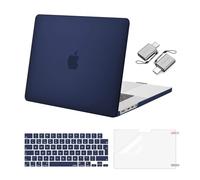 MOSISO Compatible avec MacBook Pro 16 Pouces M4 M3 M2 M1 2025-2021 A3403 A3186 A2991 A2780 A2485 Pro Max,Coques Protection Plastique,Protection Clavier,Film D'écran&Type C 2 Pack,Bleu Marin