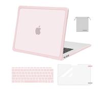 MOSISO Coque Compatible avec MacBook Air 13 Pouces 2021-2018 M1 A2337 A2179 A1932 Touch ID,Coque Dure en TPU Souple Anti-Rayures&Protection de Clavier,Protecteur D'écran&Sac Rangement,Rose Craie