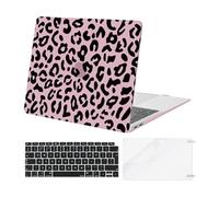 MOSISO Coque Compatible avec MacBook Air 13 Pouces 2022 2021 2020 2019 2018 M1 A2337 A2179 A1932 Retina Display, Plastique Léopard Grain Coque Rigide&Protection Clavier&Protecteur d'écran,Rose Craie