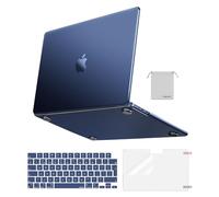 MOSISO Coque Compatible avec MacBook Air 13 Pouces 2025-2022 M4 A3240 M3 A3113 M2 A2681, Coque Dure Ultra-Fine Naturelle pour MacBook Air 13,6 Protection Clavier&Film D'écran&Pochette, Bleu Minuit