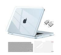 MOSISO Coque Compatible avec MacBook Air 13 Pouces M2 M3 M4 2025-2022 A3113 A2681 A3240, Surpass Naturel Beauté Coque Rigide pour MacBook Air 13,6 Protection Clavier&Film écran&Type C, Bleu Ciel