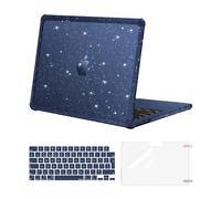 MOSISO Coque Compatible avec MacBook Air 13 Pouces M4 A3240 M3 A3113 M2 A2681 2025-2022, Anti-Cassure Glitter TPU Rigide Bumper avec MacBook Air 13,6 Pouces Housses Clavier & Film D'écran,Brume Bleu