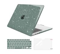 MOSISO Coque Compatible avec MacBook Air 13 Pouces M4 A3240 M3 A3113 M2 A2681 2025 2024 2023 2022,Paillettes Étui Case Rigide en Plastique&Housse de Clavier&Protecteur D'écran,Vert Émeraude