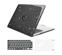 MOSISO Coque Compatible avec MacBook Air 13 Pouces M4 A3240 M3 A3113 M2 A2681 2026-2022,Paillettes Étui Case Rigide en Plastique&Housse de Clavier&Protecteur D'écran,Noir
