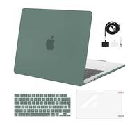MOSISO Coque Compatible avec MacBook Air 13 Pouces M4 M3 M2 2022-2025 A3240/A3113/A2681 Touch ID,Étui Rigide en Plastique&Housse Clavier&Protecteur D'écran&Lanyard pour MacBook Air 13,6,Vert Émeraude