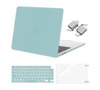 MOSISO Coque Compatible avec MacBook Air 13 Pouces M4 M3 M2 2025 2024 2023 2022 A3240 A3113 A2681,Protection Coque Rigide&Housse Clavier&Protecteur d'écran&2 Adaptateur Type C,Aiguemarine