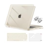 MOSISO Coque Compatible avec MacBook Air 13 Pouces M4 M3 M2 2025 2024 2023 2022 A3240 A3113 A2681,Protection Coque Rigide&Housse Clavier&Protecteur d'écran&2 Adaptateur Type C,Crystal Starlight