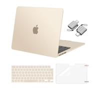 MOSISO Coque Compatible avec MacBook Air 13 Pouces M4 M3 M2 2025 2024 2023 2022 A3240 A3113 A2681,Protection Coque Rigide&Housse Clavier&Protecteur d'écran&2 Adaptateur Type C,Lumière Étoiles