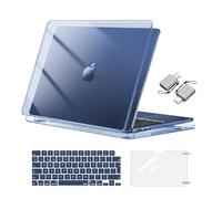 MOSISO Coque Compatible avec MacBook Air 13 Pouces M4 M3 M2 2025 2024 2023 2022 A3240 A3113 A2681,Protection Coque Rigide&Housse Clavier&Protecteur d'écran&2 Adaptateur Type C,Minuit Cristal