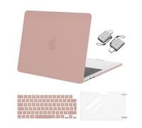 MOSISO Coque Compatible avec MacBook Air 13 Pouces M4 M3 M2 2025 2024 2023 2022 A3240 A3113 A2681,Protection Coque Rigide&Housse Clavier&Protecteur d'écran&2 Adaptateur Type C,Rose Saumon