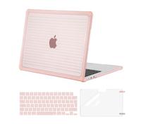 MOSISO Coque Compatible avec MacBook Air 13 Pouces M4 M3 M2 A3240 A3113 A2681 2026-2022, Robuste Anti-Cassure à Rayures Horizontales TPU Étui & Housse Clavier & Protection D'écran,Rose