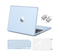 MOSISO Coque Compatible avec MacBook Air 13 Pouces M5 A3449 M4 A3240 M3 A3113 M2 A2681 2026 2025-2022, Coque Rigides Bordure Souple TPU avec Clavier, Protection D'écran & Type C,Bleu Ciel