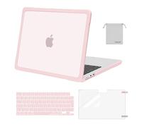MOSISO Coque Compatible avec MacBook Air 13 Pouces M5 M4 M3 M2 2026-2022 A3449 A3240 A3113 A2681,Coque Rigide Anti-Rayures TPU Souple&Protection Clavier&Protecteur D'écran&Pouch,Rose Craie
