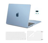 MOSISO Coque Compatible avec MacBook Air 13 Pouces M5 M4 M3 M2 2026-2022 A3449 A3240 A3113 A2681, Coque Rigide & Clavier & Film D'écran & Protection Webcam pour MacBook Air 13,6",Bleu Ciel