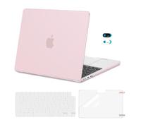 MOSISO Coque Compatible avec MacBook Air 13 Pouces M5 M4 M3 M2 2026-2022 A3449 A3240 A3113 A2681, Coque Rigide & Clavier & Film D'écran & Protection Webcam pour MacBook Air 13,6",Quartz Rose
