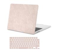 MOSISO Coque Compatible avec Macbook Air 13 Pouces M5 M4 M3 M2 2026-2022 A3449 A3240 A3113 A2681, Coque Rigide Anti-Traces De Doigts, Motif Floral Revêtement en Cuir PU, Protection Clavier,Rose