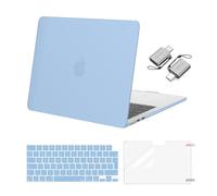 MOSISO Coque Compatible avec MacBook Air 13 Pouces M5 M4 M3 M2 2026-2022 A3449 A3240 A3113 A2681,Protective Coque Rigide&Housse Clavier&Protecteur d'écran&2 Adaptateur Type C,Bleu Aéré