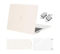 MOSISO Coque Compatible avec MacBook Air 13 Pouces M5 M4 M3 M2 2026-2022 A3449 A3240 A3113 A2681,Protective Coque Rigide&Housse Clavier&Protecteur d'écran&2 Adaptateur Type C,Beige