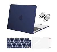 MOSISO Coque Compatible avec MacBook Air 13 Pouces M5 M4 M3 M2 2026-2022 A3449 A3240 A3113 A2681,Protective Coque Rigide&Housse Clavier&Protecteur d'écran&2 Adaptateur Type C,Bleu Marin