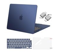 MOSISO Coque Compatible avec MacBook Air 13 Pouces M5 M4 M3 M2 2026-2022 A3449 A3240 A3113 A2681,Protective Coque Rigide&Housse Clavier&Protecteur d'écran&2 Adaptateur Type C,Brume Bleu