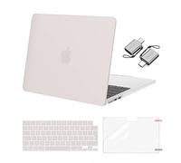 MOSISO Coque Compatible avec MacBook Air 13 Pouces M5 M4 M3 M2 2026-2022 A3449 A3240 A3113 A2681,Protective Coque Rigide&Housse Clavier&Protecteur d'écran&2 Adaptateur Type C,Gris Roche
