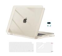 MOSISO Coque Compatible avec MacBook Air 13 Pouces M5 M4 M3 M2 2026-2022 | Coque Rigide & Clavier & Film D'écran & Protection Webcam Pour MacBook Air 13,6" A3240 A3113 A2681,Crystal Starlight