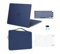 MOSISO Coque Compatible avec MacBook Air 13 Pouces M5 M4 M3 M2 2026-2022 | Coque Rigide&Pochette Transport&Clavier QWERTY&Film D'écran&Cache Webcam,Pour A3449 A3240 A3113 A2681,Brume Bleu