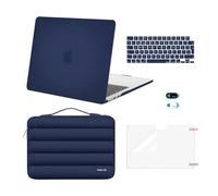 MOSISO Coque Compatible avec MacBook Air 13 Pouces M5 M4 M3 M2 2026-2022 | Étui Rigide&Puffy Sac Transport&Clavier&Cache Webcam&Film D'écran,Pour A3449 A3240 A3113 A2681,Bleu Marin