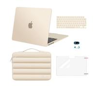 MOSISO Coque Compatible avec MacBook Air 13 Pouces M5 M4 M3 M2 2026-2022 | Étui Rigide&Puffy Sac Transport&Clavier&Cache Webcam&Film D'écran,Pour A3449 A3240 A3113 A2681,Lumière Étoiles