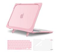 MOSISO Coque Compatible avec MacBook Air 15 Pouces 2025-2023 M4 M3 M2 A3241 A3114 A2941, Coque Robuste pour MacBook Air 15 Pouces avec Rehausseur Pliable&Housse Clavier&Film D'écran,Rose