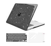 MOSISO Coque Compatible avec MacBook Air 15 Pouces 2025-2023 M4 M3 M2 A3241 A3114 A2941 Puce Retina Touch ID,Paillettes Étui Rigide Plastique Case&Couvercle Clavier&Protecteur D'écran,Noir