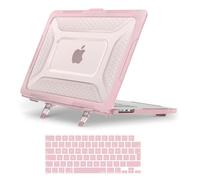 MOSISO Coque Compatible avec MacBook Air 15 Pouces 2025 2024 2023 M4 A3241 M3 A3114 M2 A2941,Antichoc Usage Intensif Pare-Chocs TPU Coque Rigide avec Béquille Pliable&Housse Clavie,Rose