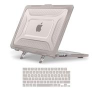 MOSISO Coque Compatible avec MacBook Air 15 Pouces 2025 2024 2023 M4 A3241 M3 A3114 M2 A2941,Antichoc Usage Intensif Pare-Chocs TPU Coque Rigide avec Béquille Pliable&Housse Clavie,Kaki