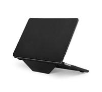 MOSISO Coque Compatible avec MacBook Air 15 Pouces 2025 2024 2023 M4 A3241 M3 A3114 M2 A2941 Liquid Retina&Touch ID, Coque Rigide Cuir PU Revêtu de Plastique avec Stand Pliable,Noir