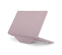 MOSISO Coque Compatible avec MacBook Air 15 Pouces 2026-2023 M5 A3448 M4 A3241 M3 A3114 M2 A2941 Liquid Retina&Touch ID, Coque Rigide Cuir PU Revêtu de Plastique avec Stand Pliable,Rose