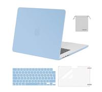MOSISO Coque Compatible avec MacBook Air 15 Pouces M4 A3241 M3 A3114 M2 A2941 2025 2024 2023 Retina Display Touch ID, Étui Rigide&Housse Clavier&Protecteur D'écran&Sac Rangement,Air Bleu